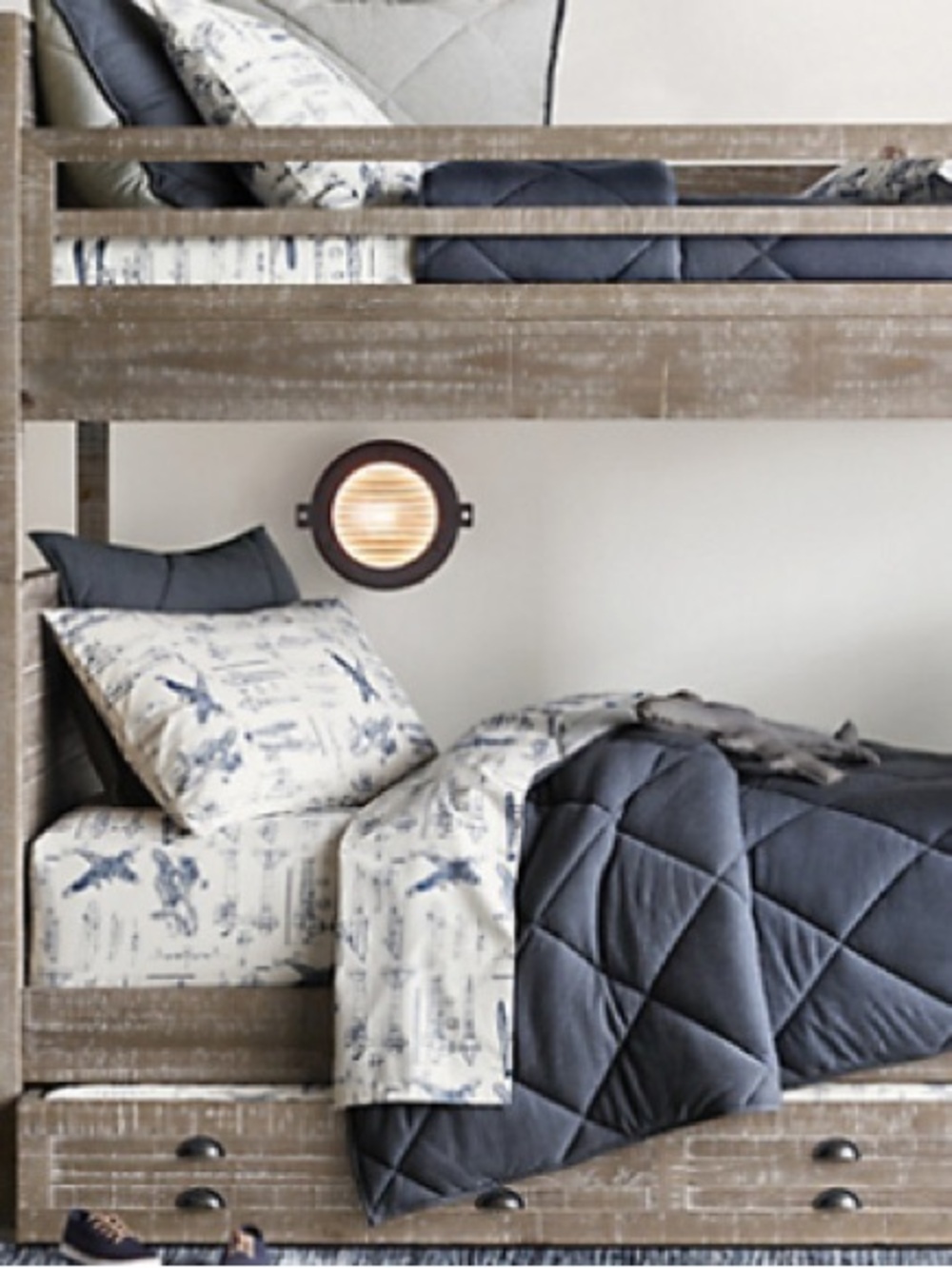 Restoration Hardware Baby And Child Vintage Airplane Blueprint Crib Sheet Set - Picture 2 of 16